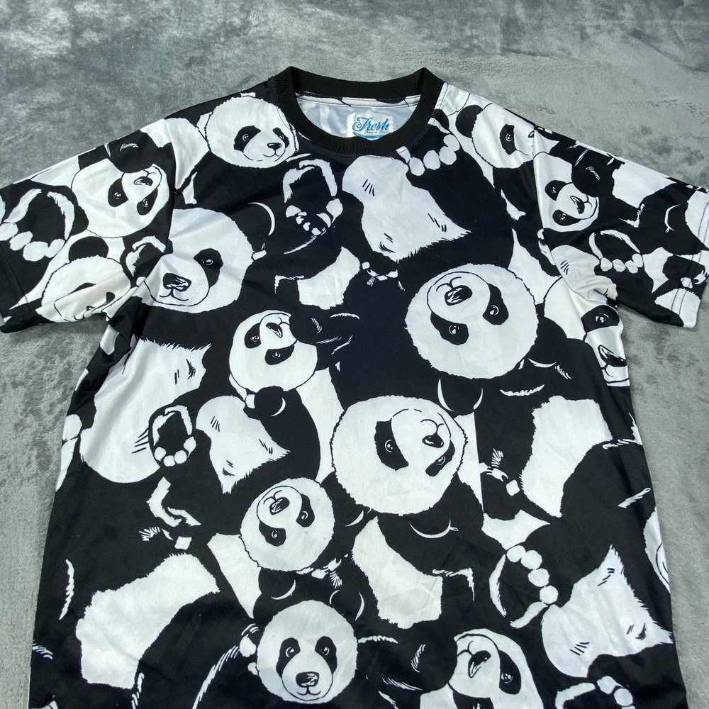 Fresh Prints of Bel-Air Shirt Mens Small Black Panda Bear Up‎ All Over Print
